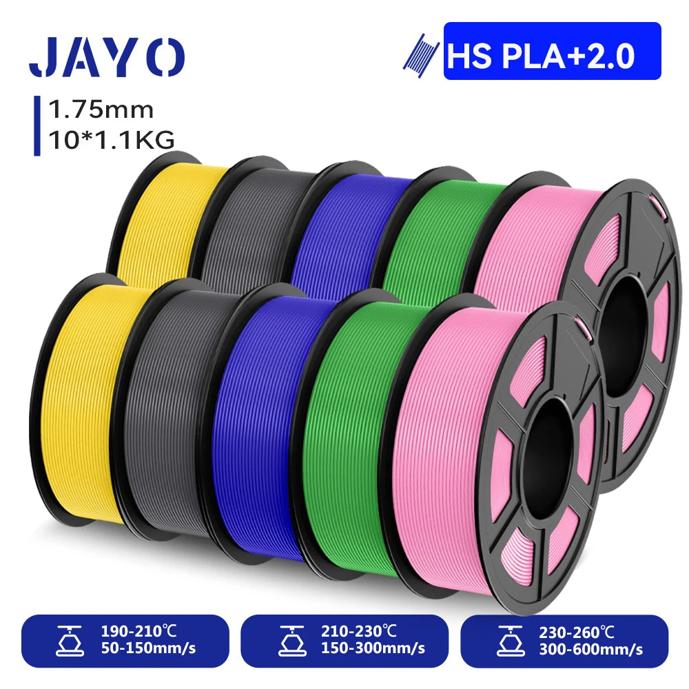 JAYO 10 Rolls 3D PETG/PLA/PLA PLUS/PLA Meta/ PLA Matte Printer Filament 1.75mm 100% No Bubble non-toxic 3D Printing Materials