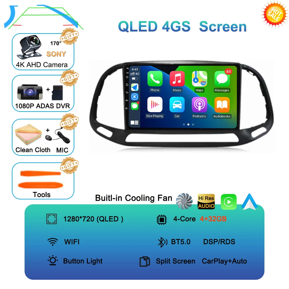 Android 16 For Fiat Doblo 2015 2016 2017 2018 2019 2020 GPS Car Radio Multimedia Video Player Stereo Navigation Wifi 360 Camera