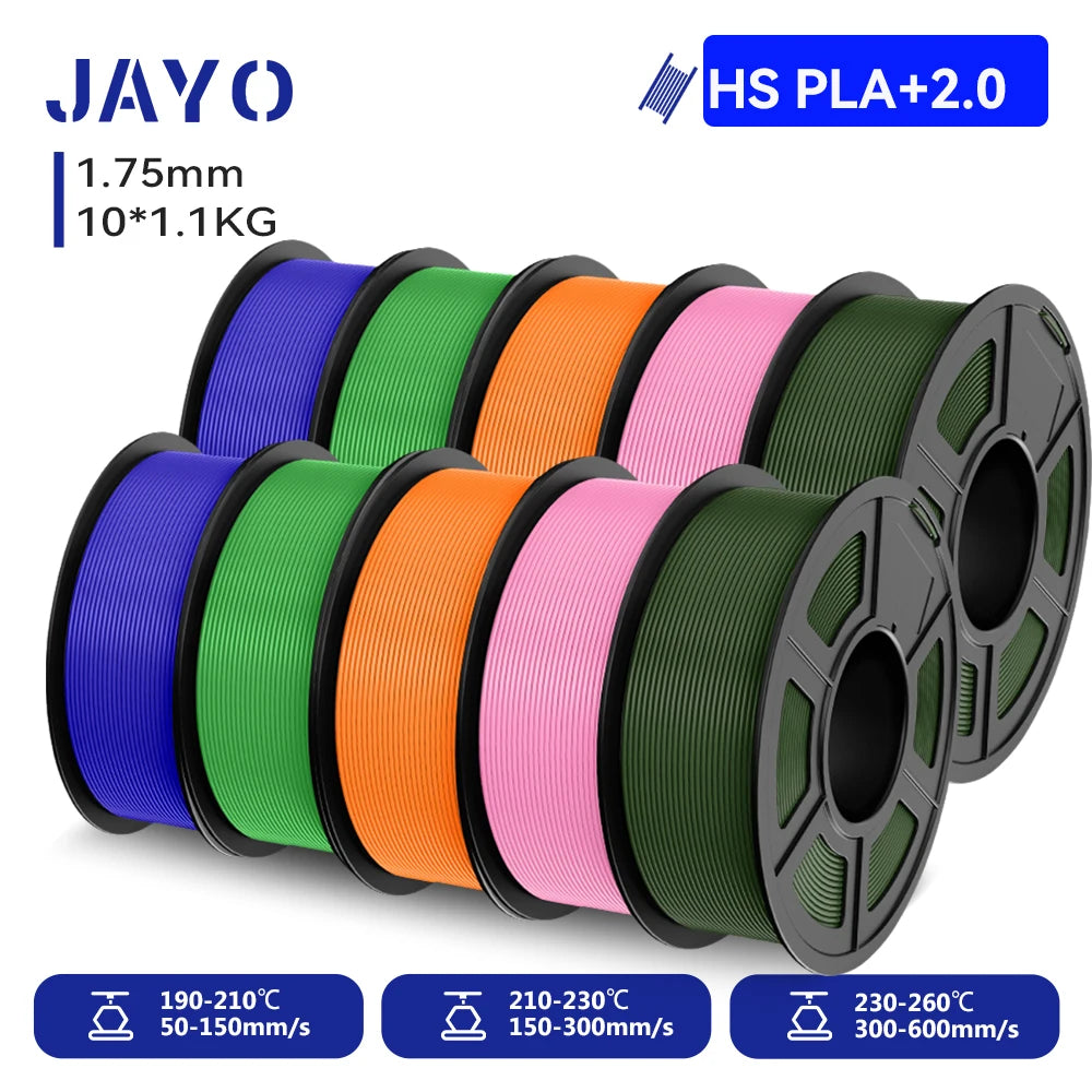 JAYO 10 Rolls 3D PETG/PLA/PLA PLUS/PLA Meta/ PLA Matte Printer Filament 1.75mm 100% No Bubble non-toxic 3D Printing Materials