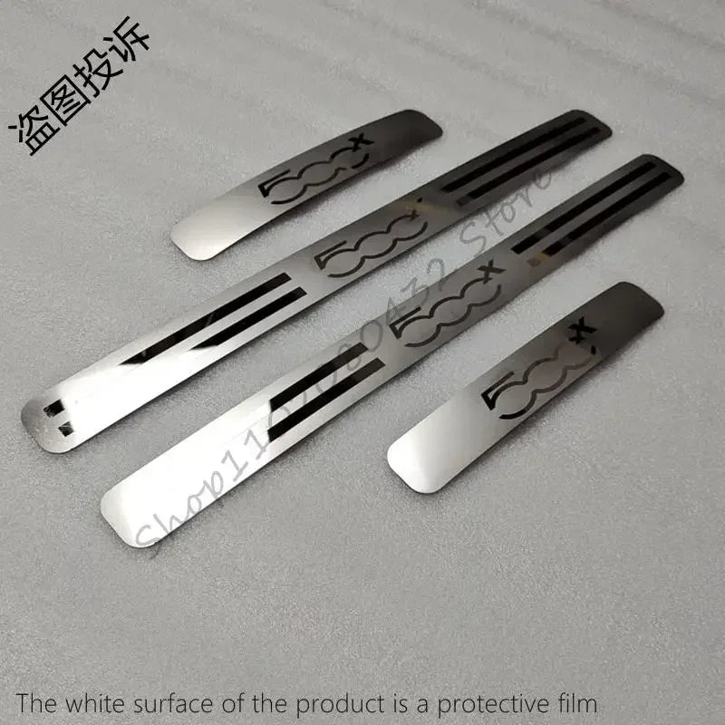 Car Styling For FIAT 500X 2014-2017 2018 2019 2020 Auto Door Sill Scuff Plate Trim Anti-Scuff Welcome Pedal Stickers Accessories