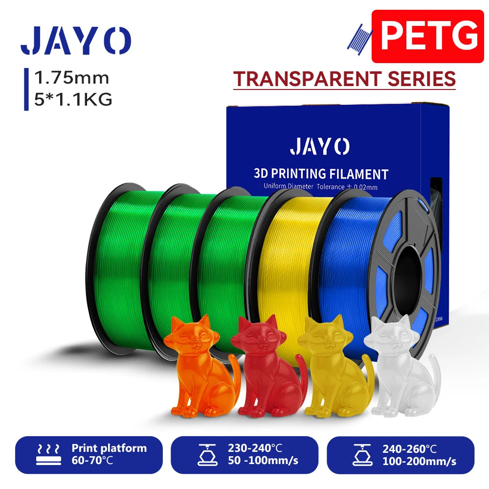 JAYO 3D PLA / SILK / PLA META / PETG / PLAMatte / ABS / High Speed PLA/ PLA PLUS 3D Filament 1.75mm Printer Filament 1.1KG/Roll