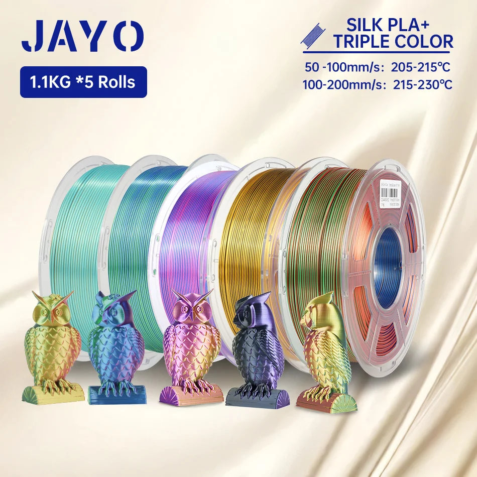 JAYO PLA / PLA Plus/ SILK PLA / PLAMeta/TPU SILK/ABS / PETG 3D Filament 1.75mm 0.65/1.1KG 3D Printer Filament PLA Rainbow 5Roll