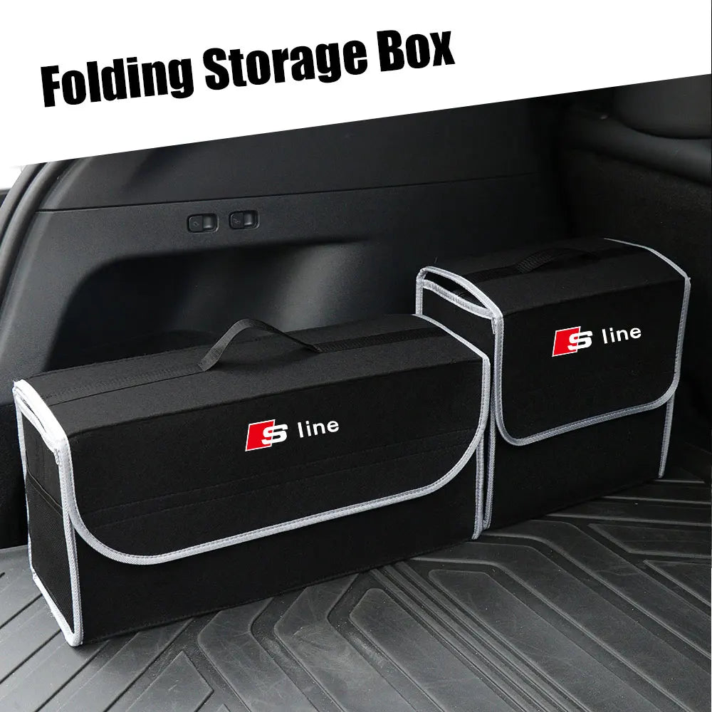 Large Capacity Car Trunk Storage Box Auto Badge Multiuse Tools Organizer Bag Folding Stowing Tidying Accessories For AUDI SLINE