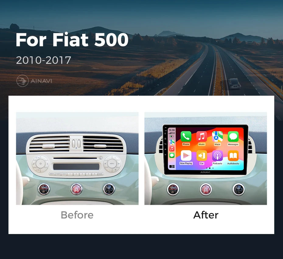Ainavi Car Radio For Fiat 500 2010 2011 2012 2013 2014 2015 2016 2017 Wireless Carplay Android Auto Car Stereo Car Multimedia