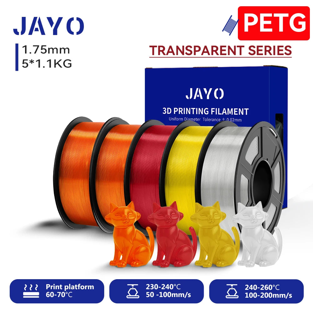 JAYO 3D PLA / SILK / PLA META / PETG / PLAMatte / ABS / High Speed PLA/ PLA PLUS 3D Filament 1.75mm Printer Filament 1.1KG/Roll