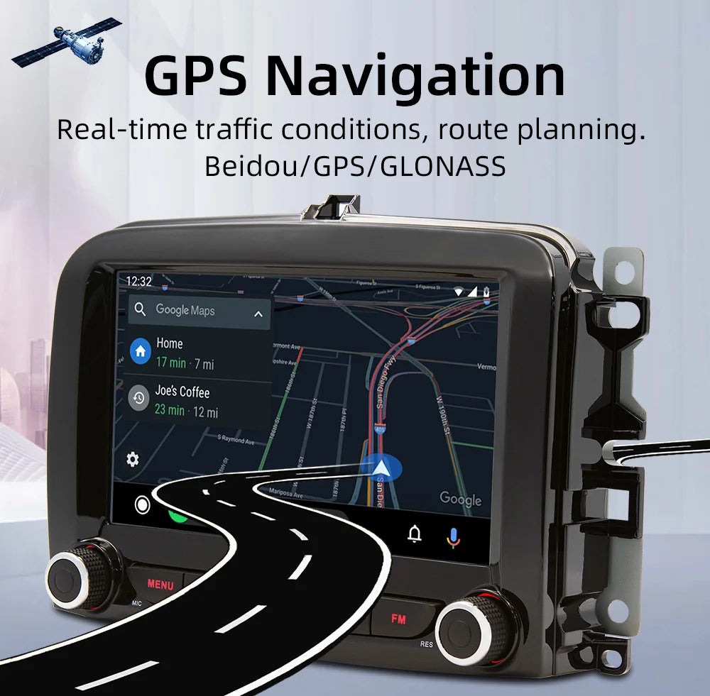 BQCC 7''  Fiat 500L 2016~2019 Android car radio navigation support reversing image WIFI GPS recording Android AUTO CARPLAY