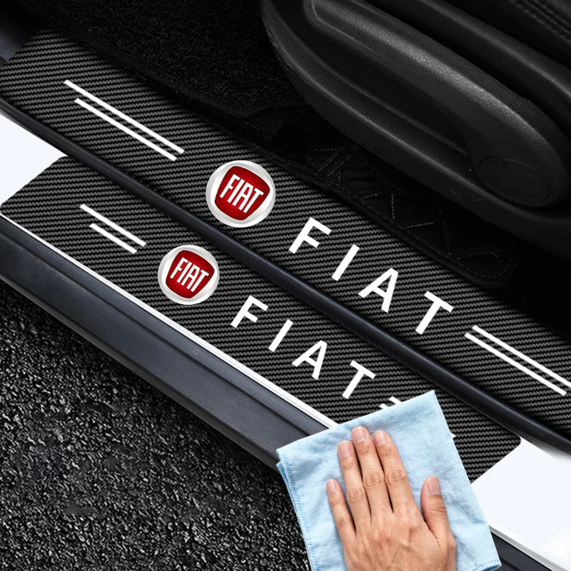 New Carbon Fiber Car Door Threshold Protector Stickers Waterproof For FIAT 500 Grande Stilo Freemont Punto Astra Bravo Ducato
