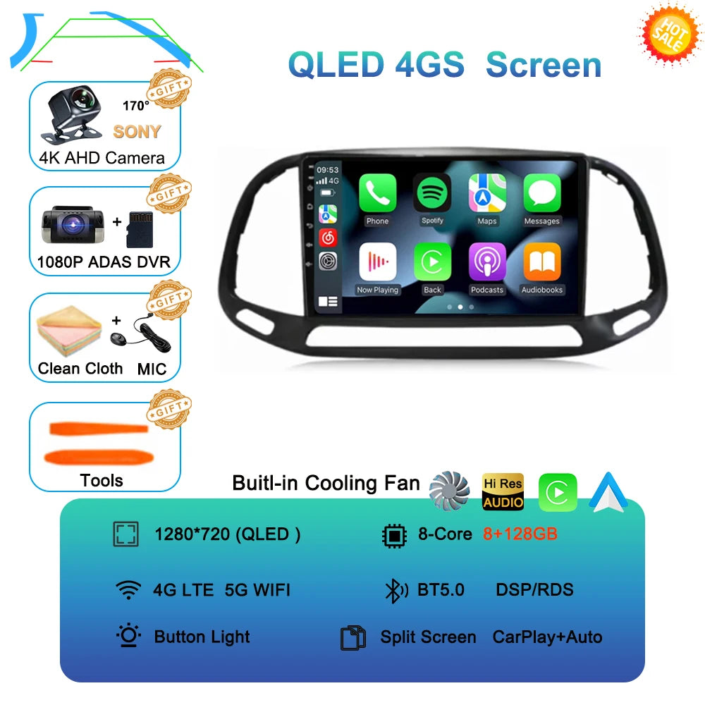 Android 16 For Fiat Doblo 2015 2016 2017 2018 2019 2020 GPS Car Radio Multimedia Video Player Stereo Navigation Wifi 360 Camera