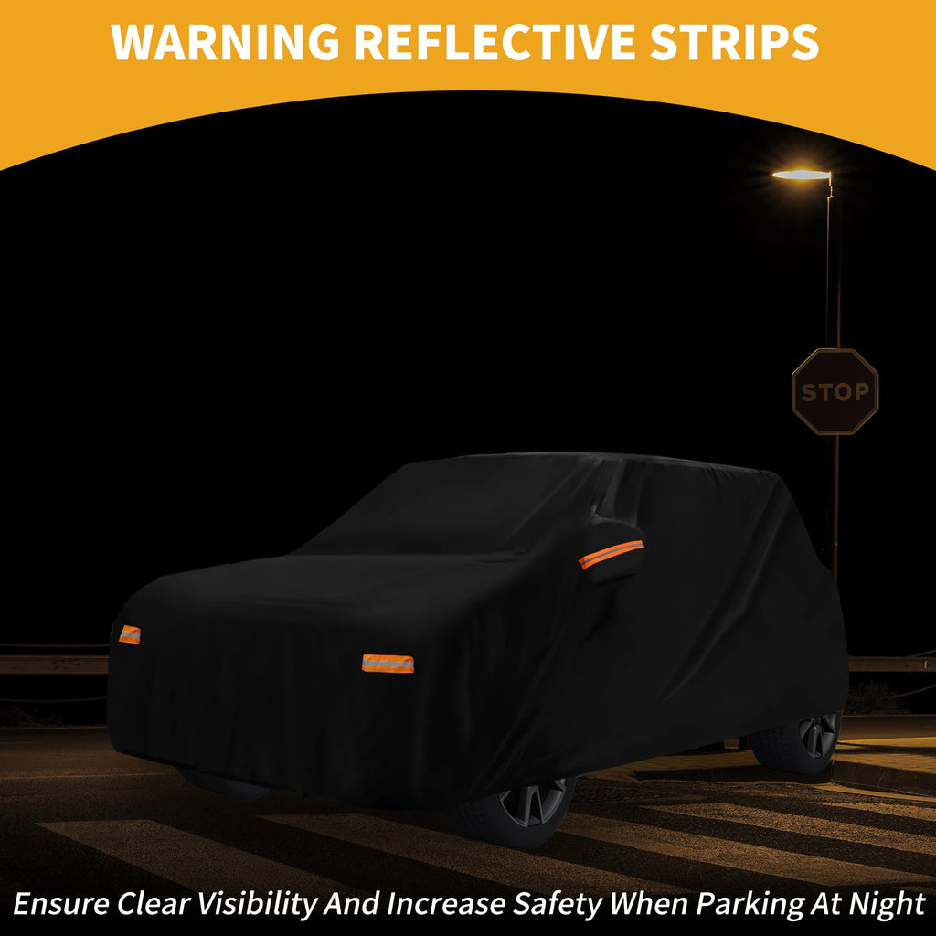 Motoforti Car Cover Waterproof All Weather for Fiat 500 2007-2022 Black 210D-PU
