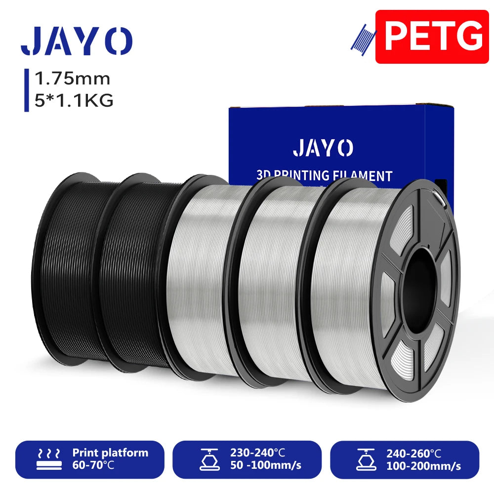 JAYO 3D PLA / SILK / PLA META / PETG / PLAMatte / ABS / High Speed PLA/ PLA PLUS 3D Filament 1.75mm Printer Filament 1.1KG/Roll
