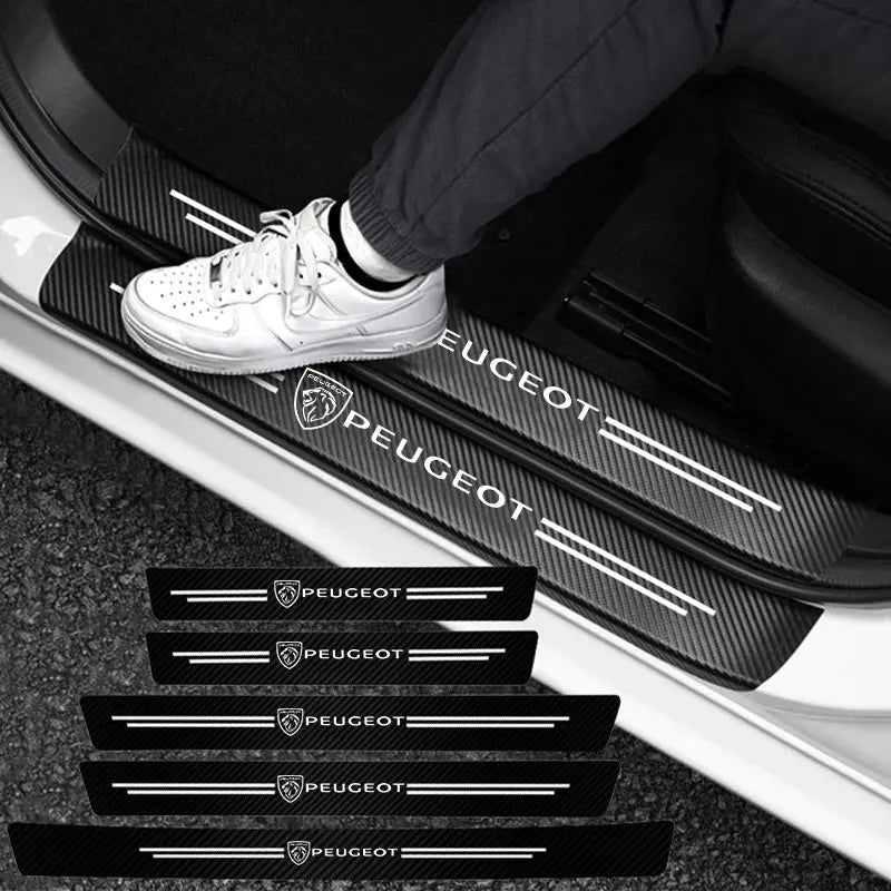 Car Accessories Car Door Sill Protector Welcome Pedal Decoration Leather Stickers For New Peugeot 206 208 207 3008 308 2008 107