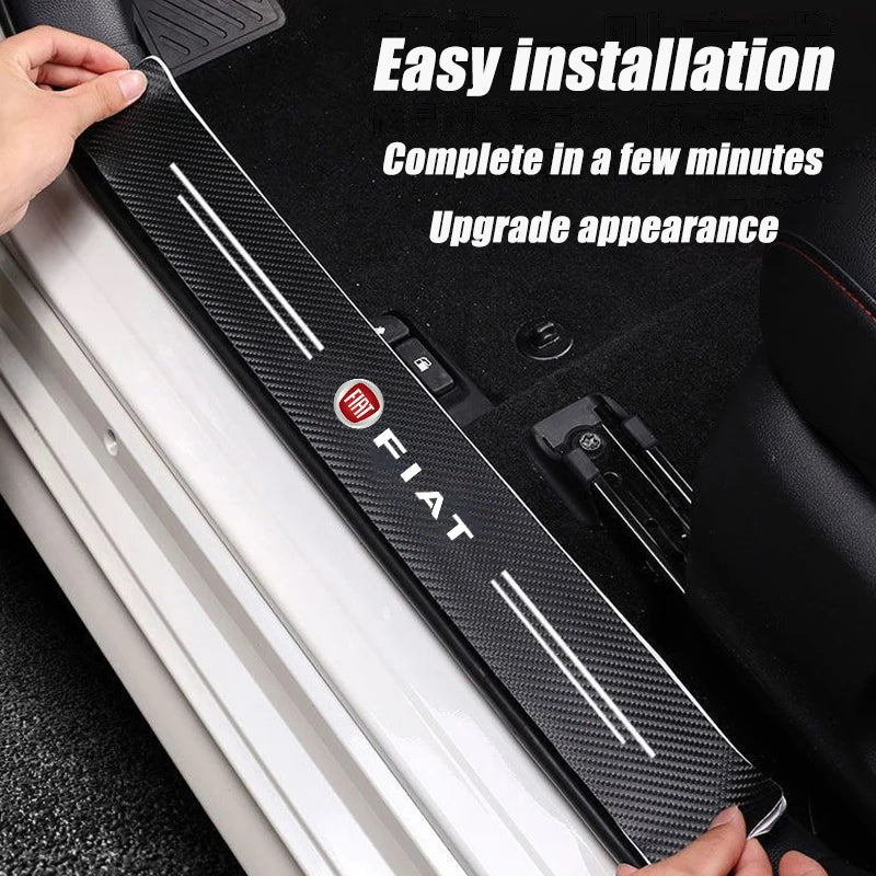 New Carbon Fiber Car Door Threshold Protector Stickers Waterproof For FIAT 500 Grande Stilo Freemont Punto Astra Bravo Ducato