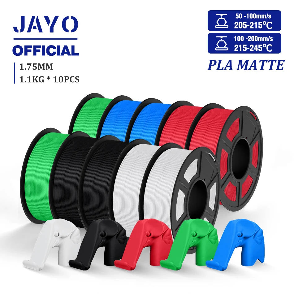 JAYO 3D Filament 1.75mm PLA / PLA Plus / PLA Meta/ Silk PLA+/PLA Matte 3D Prnter Filament 1.1KG For FDM Multicolor Set 10Rolls