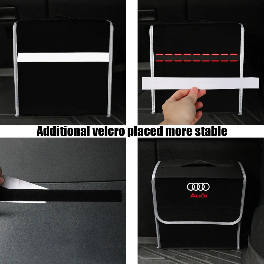 Large Capacity Car Trunk Storage Box Auto Badge Multiuse Tools Organizer Bag Folding Stowing Tidying Accessories For AUDI SLINE