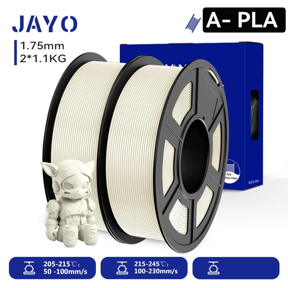 JAYO 2 Rolls 3D PLA / AntiString PLA / High Speed PLA Filament PLA Filament 1.75mm Neatly Wound 3D Printing Filament for 3D