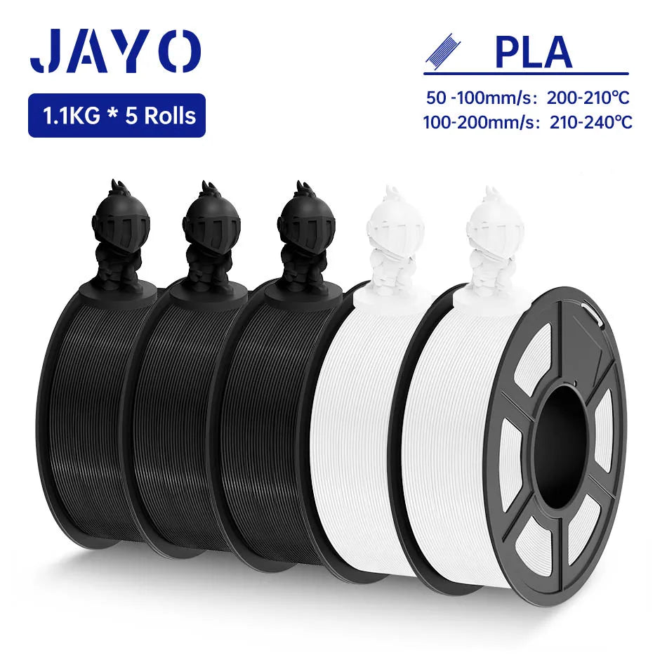 JAYO PLA / PLA Plus/ SILK PLA / PLAMeta/TPU SILK/ABS / PETG 3D Filament 1.75mm 0.65/1.1KG 3D Printer Filament PLA Rainbow 5Roll