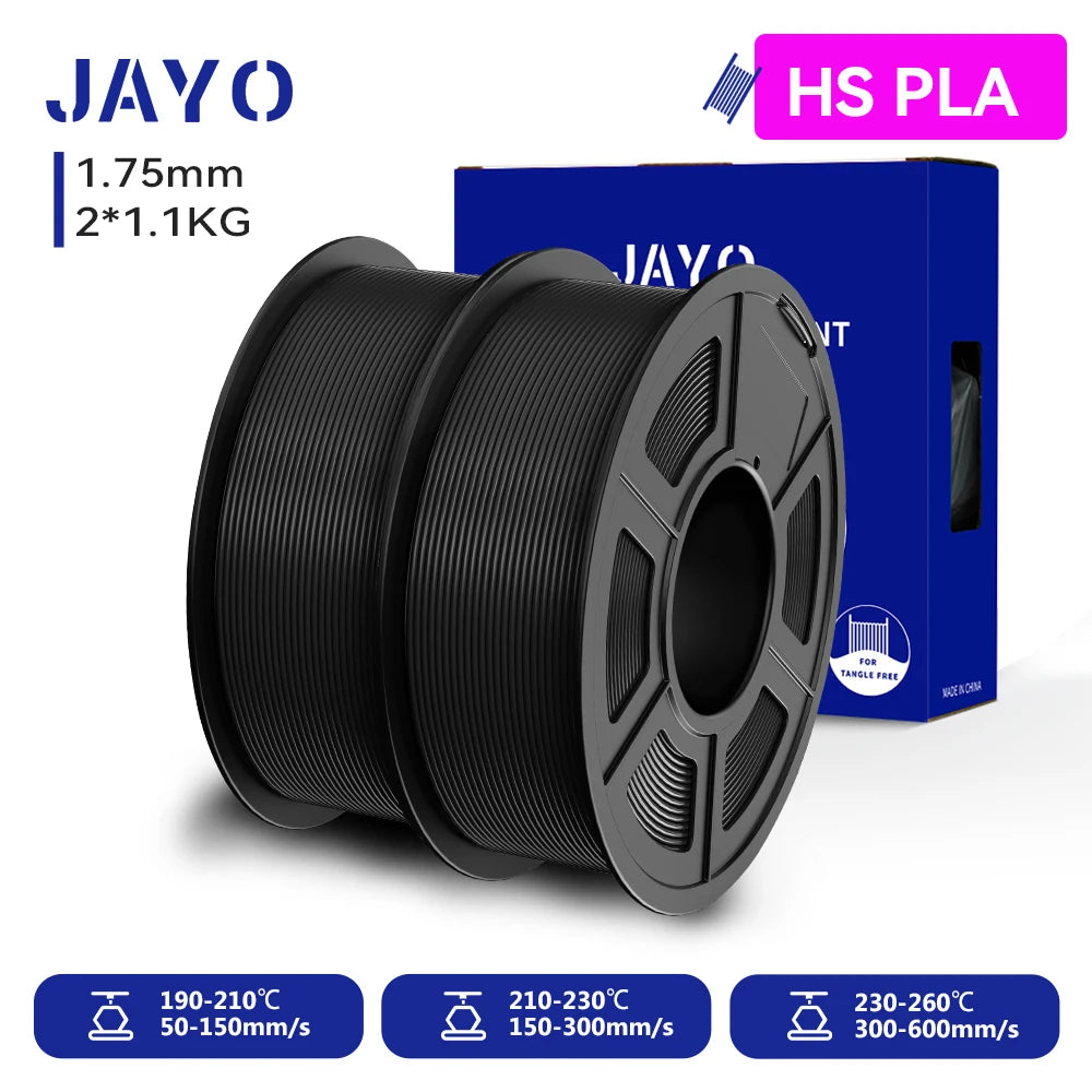 JAYO 2 Rolls 3D PLA / AntiString PLA / High Speed PLA Filament PLA Filament 1.75mm Neatly Wound 3D Printing Filament for 3D