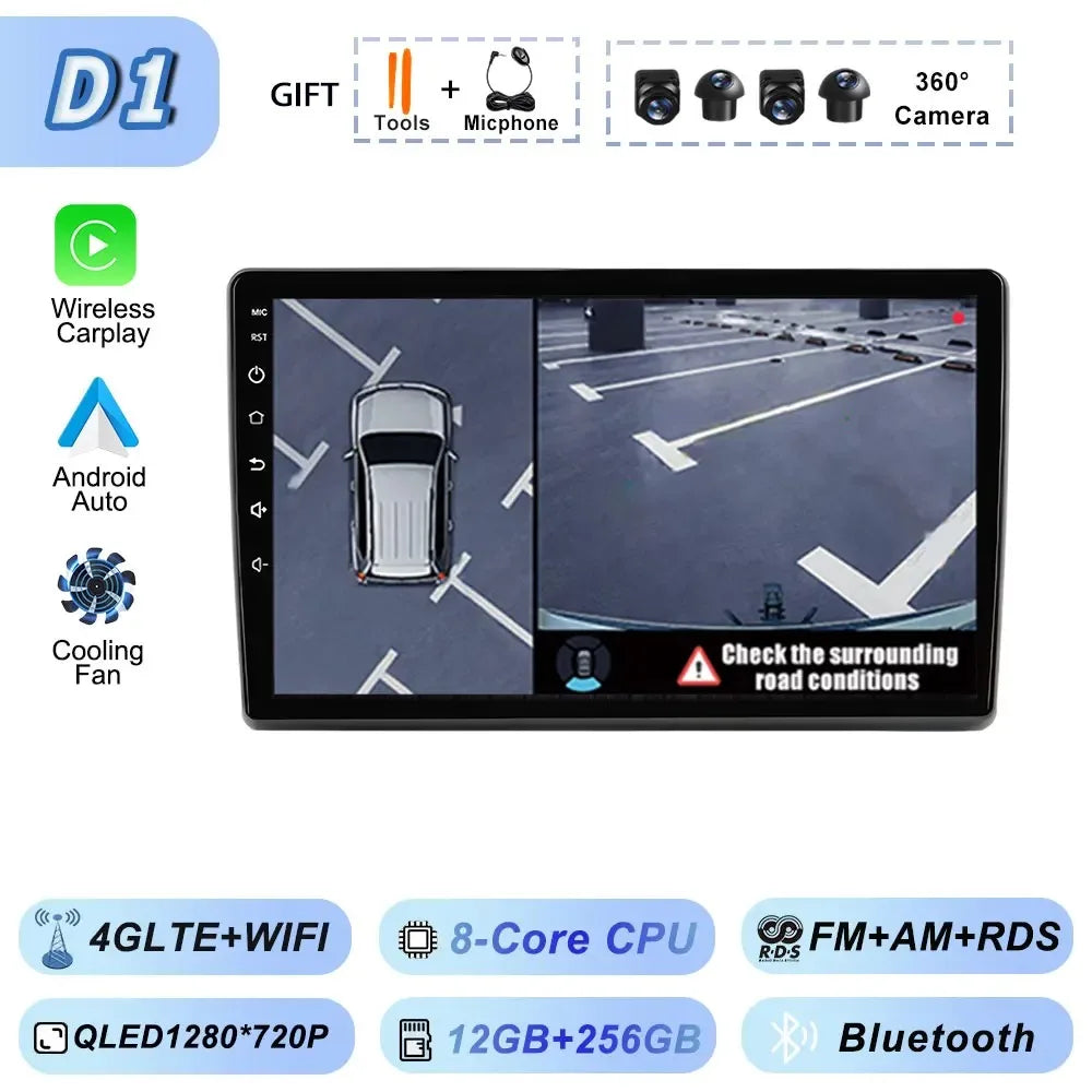 Video Player Carplay Car Radio for Fiat Ducato 2007 2008 2009 2010 2011 2012 - 2015 Android 15 Stereo Multimedia BT Auto Android