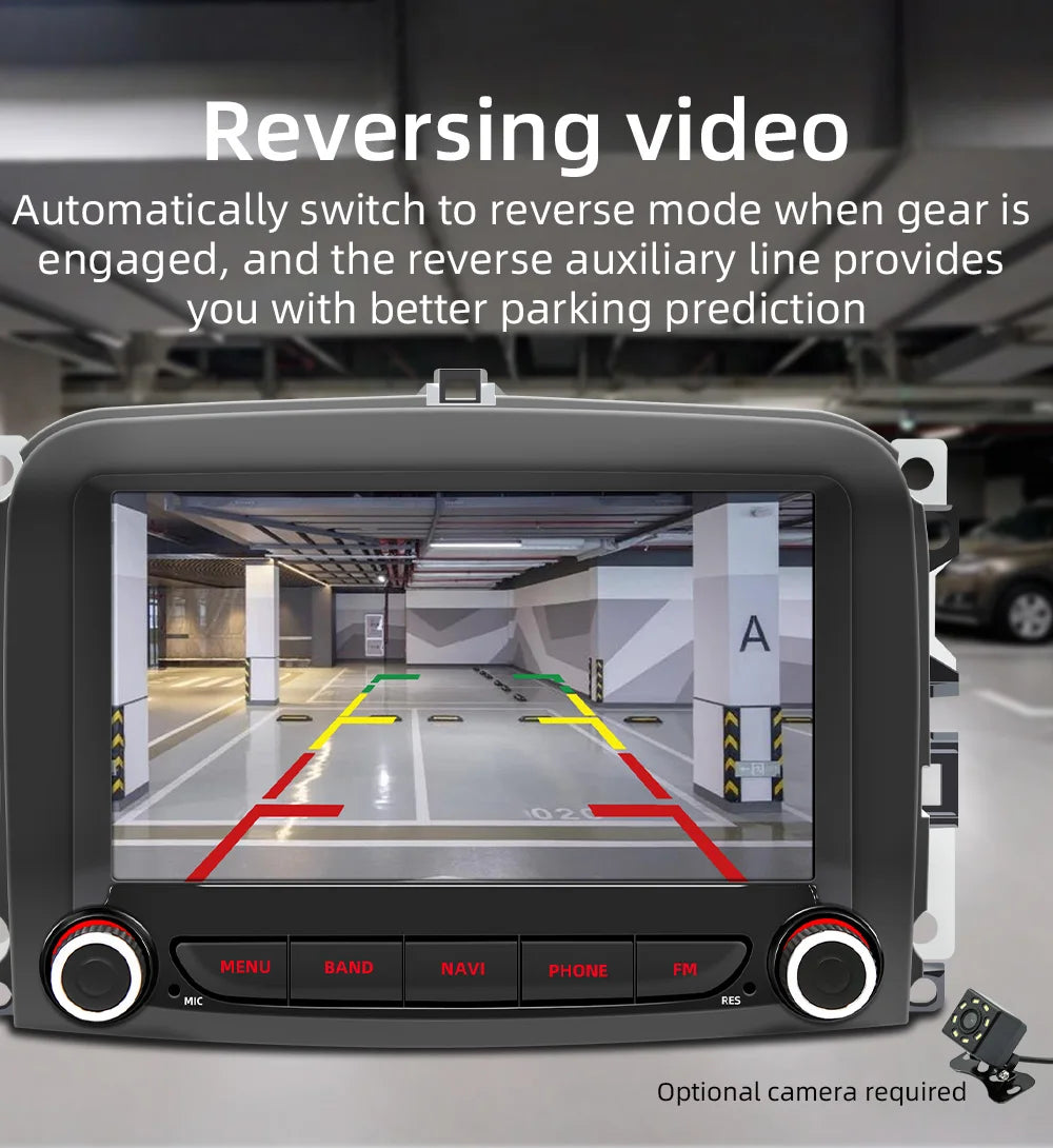 BQCC 7''  Fiat 500L 2016~2019 Android car radio navigation support reversing image WIFI GPS recording Android AUTO CARPLAY