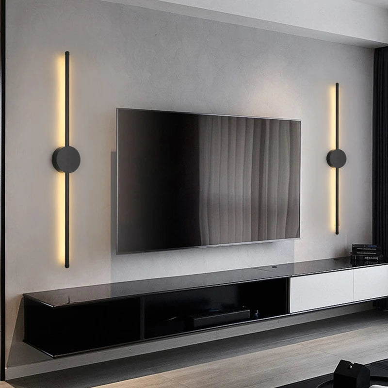 Wall Light Modern Long LED Light Black I-Shaped Wall Lamp Bedroom Living Room Corridor Interior Lighting Home Decor Lighting
