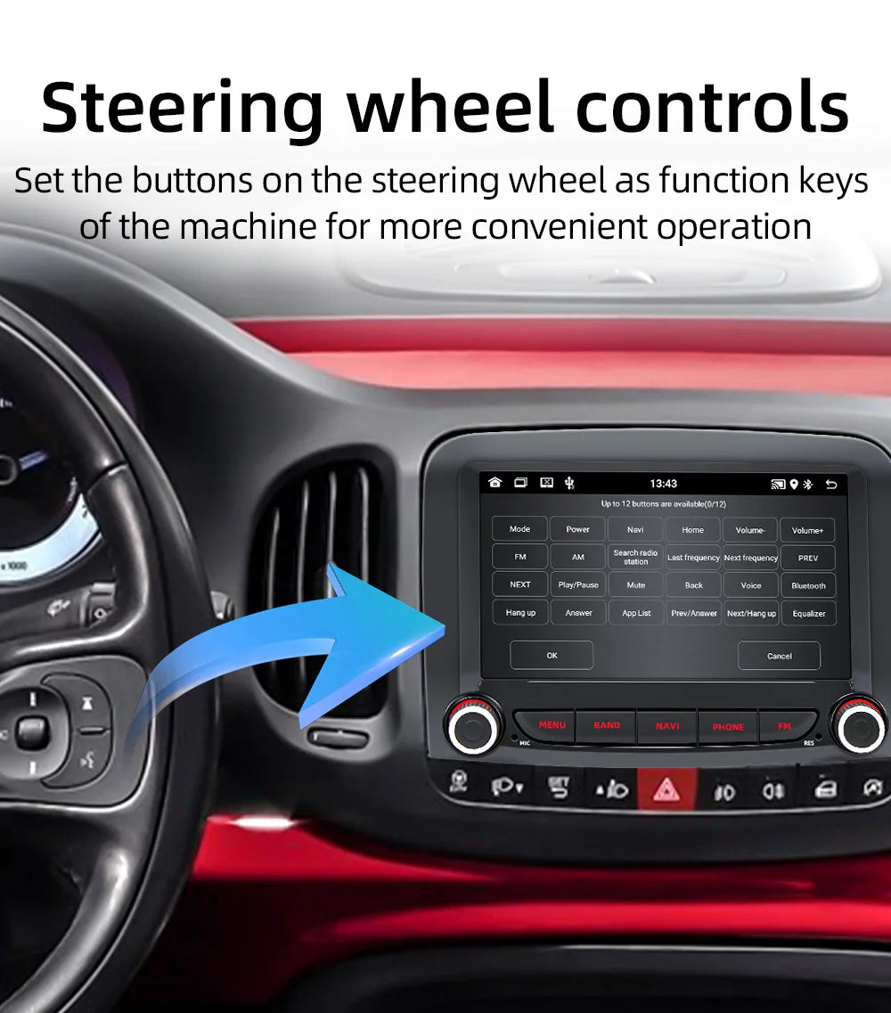 BQCC 7''  Fiat 500L 2016~2019 Android car radio navigation support reversing image WIFI GPS recording Android AUTO CARPLAY