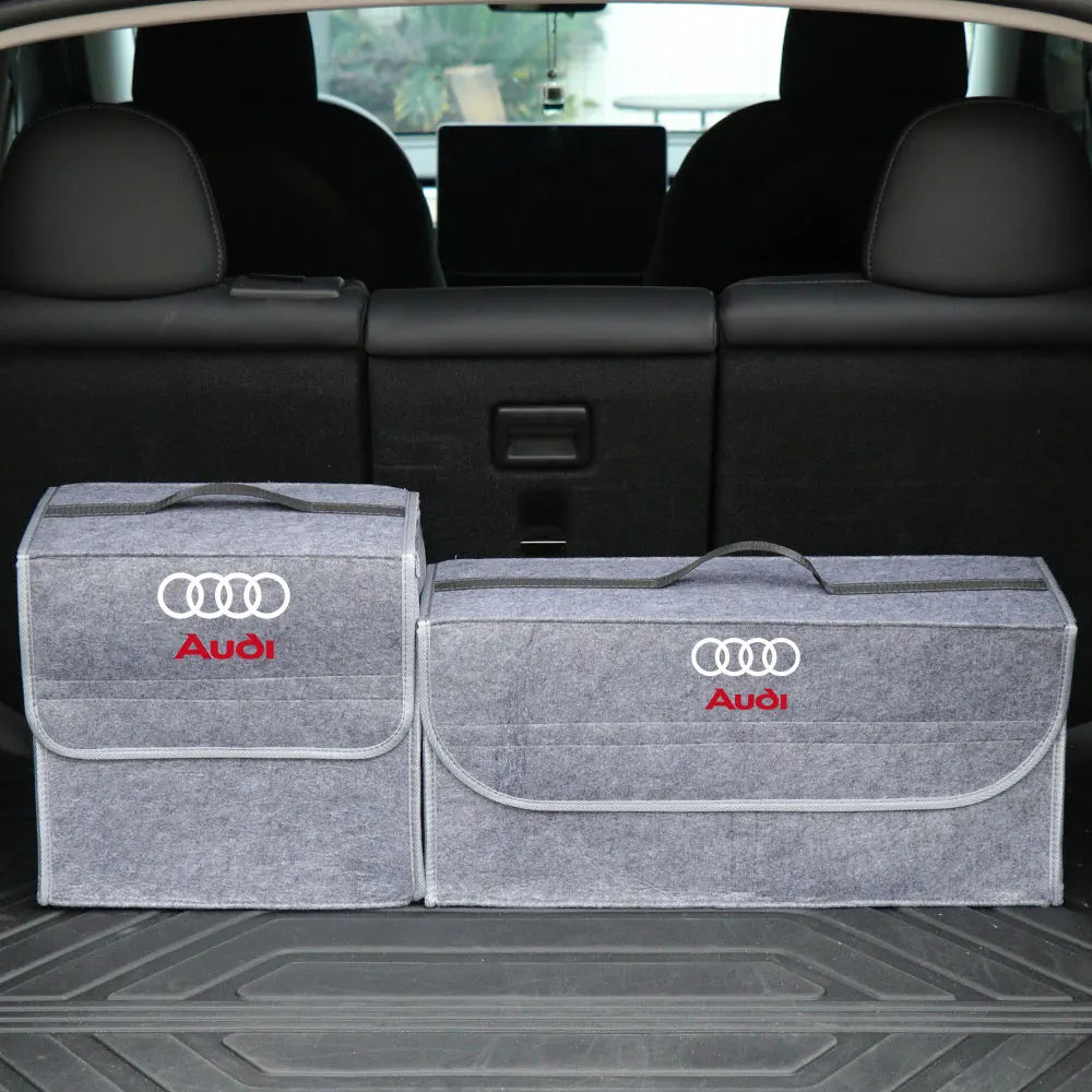 Large Capacity Car Trunk Storage Box Auto Badge Multiuse Tools Organizer Bag Folding Stowing Tidying Accessories For AUDI SLINE