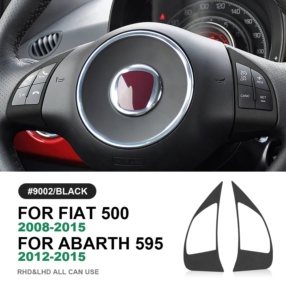 Italian Top Suede Sticker For Fiat 500 2008-15 For Abarth 595 2012-15 steering wheel button frame turn fur interior Accessories