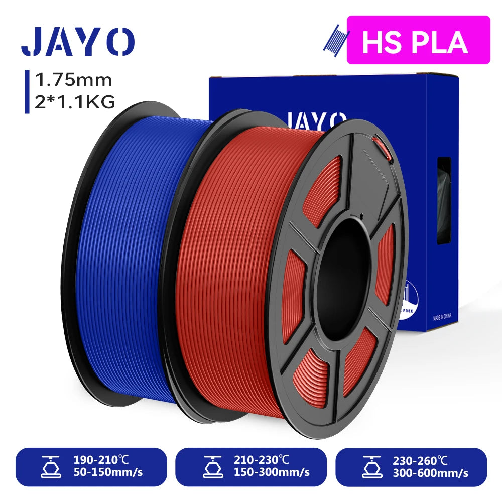 JAYO 2 Rolls 3D PLA / AntiString PLA / High Speed PLA Filament PLA Filament 1.75mm Neatly Wound 3D Printing Filament for 3D