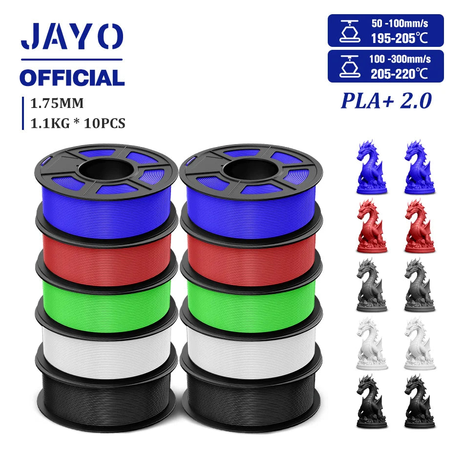 JAYO 3D Filament 1.75mm PLA / PLA Plus / PLA Meta/ Silk PLA+/PLA Matte 3D Prnter Filament 1.1KG For FDM Multicolor Set 10Rolls