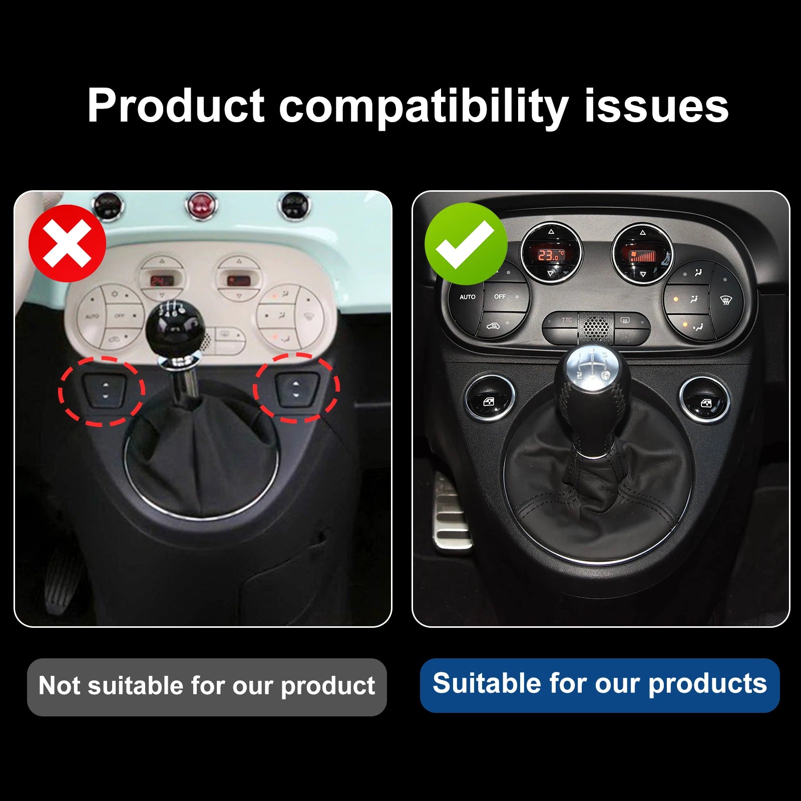 For Abarth 595 695 2016 2017 2018 2019 2020 2021 2022 2023 2024 Fiat 500 2011-2024 Manual Shifter Suede Gear Shift Boot Cover