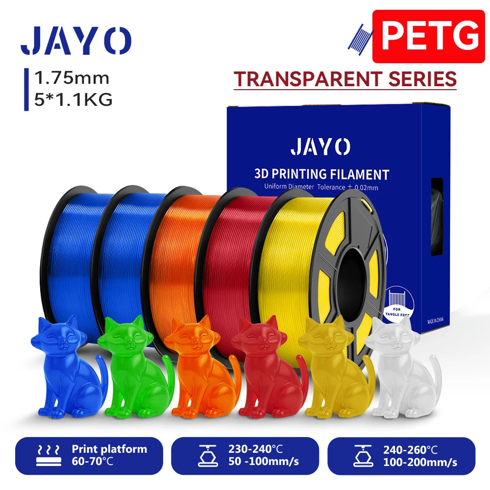JAYO 3D PLA / SILK / PLA META / PETG / PLAMatte / ABS / High Speed PLA/ PLA PLUS 3D Filament 1.75mm Printer Filament 1.1KG/Roll