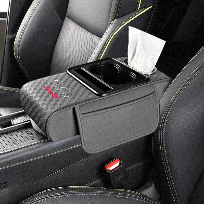 Auto Center Console Armrest Cushion With 2 Cup Holder Tissue Box for Audi A1 A3 A4 A5 A6 A7 A8 Q3 Q5 Q7 Q8 RS4 RS5 S3 S4 S5 TT