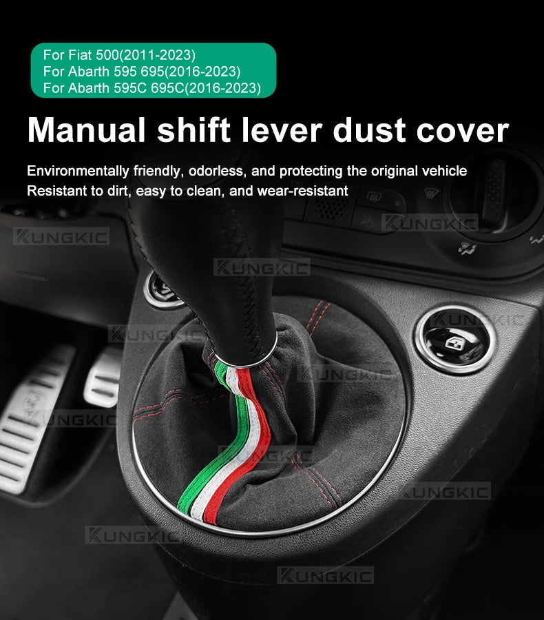For Abarth 595 695 2016 2017 2018 2019 2020 2021 2022 2023 2024 Fiat 500 2011-2024 Manual Shifter Suede Gear Shift Boot Cover