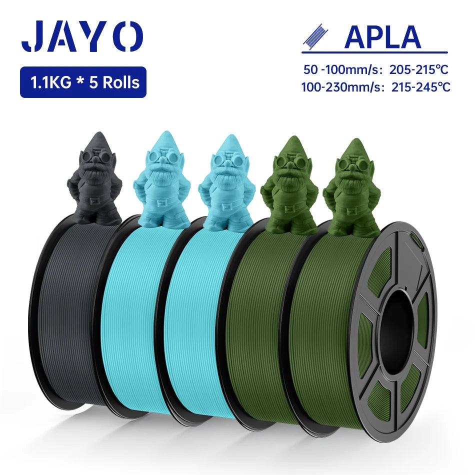 JAYO 3D Filament PLA +/PLA Meta/ PLA Matte/PLA PLUS 2.0/ PLA 1.75MM 5Rolls Coloful Neatly Wound 3D Printer Filament 1.1KG