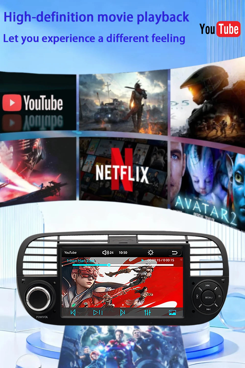For FIAT 500 Abarth(2007-2015)2026 New Linux System Wireless CarPlay Auto  Bluetooth Musci Video Multimedia Players Cameras