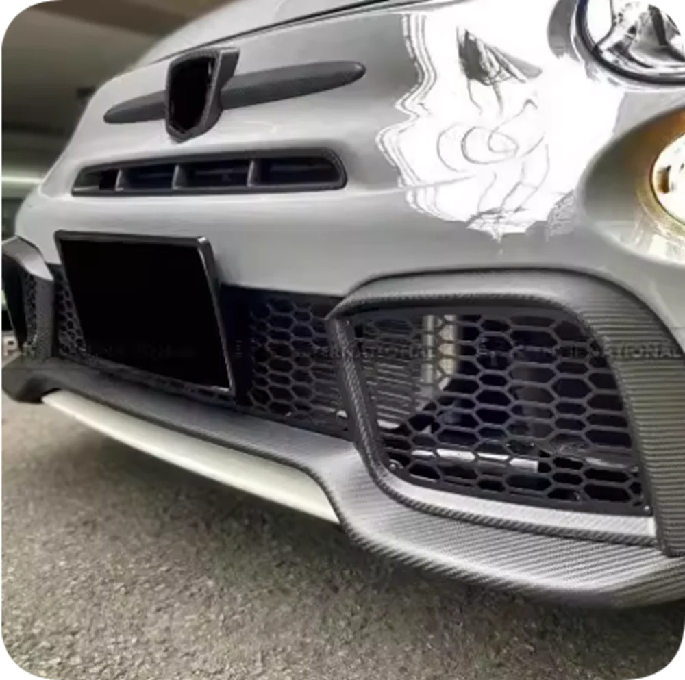 For Fiat, Abbas Fiat 595 Abarth Carbon Fiber, Front Lip, Front Shovel Chin Modification Front Fog Lamp Cover