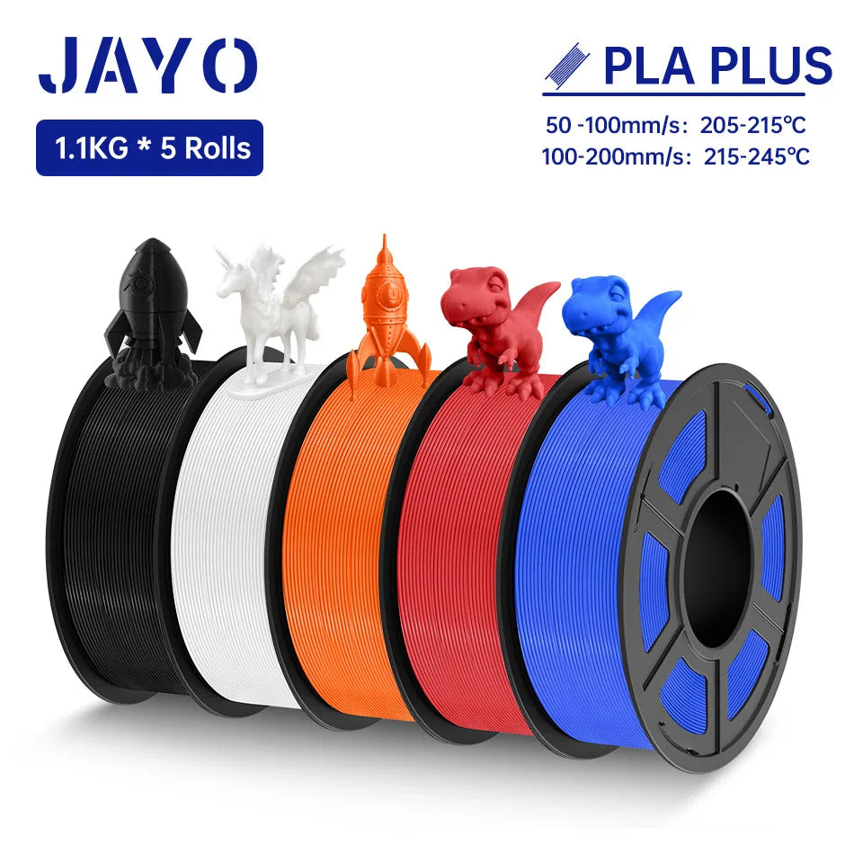 JAYO 3D Filament PLA +/PLA Meta/ PLA Matte/PLA PLUS 2.0/ PLA 1.75MM 5Rolls Coloful Neatly Wound 3D Printer Filament 1.1KG