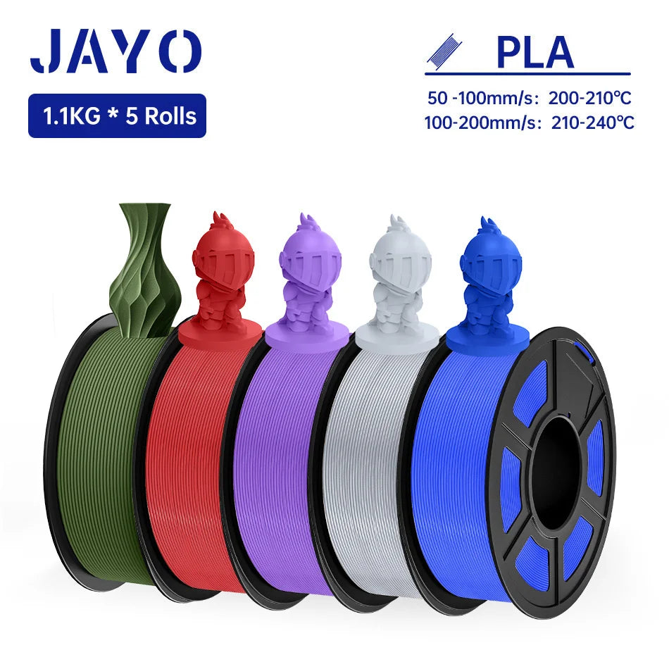 JAYO 3D Filament PLA +/PLA Meta/ PLA Matte/PLA PLUS 2.0/ PLA 1.75MM 5Rolls Coloful Neatly Wound 3D Printer Filament 1.1KG