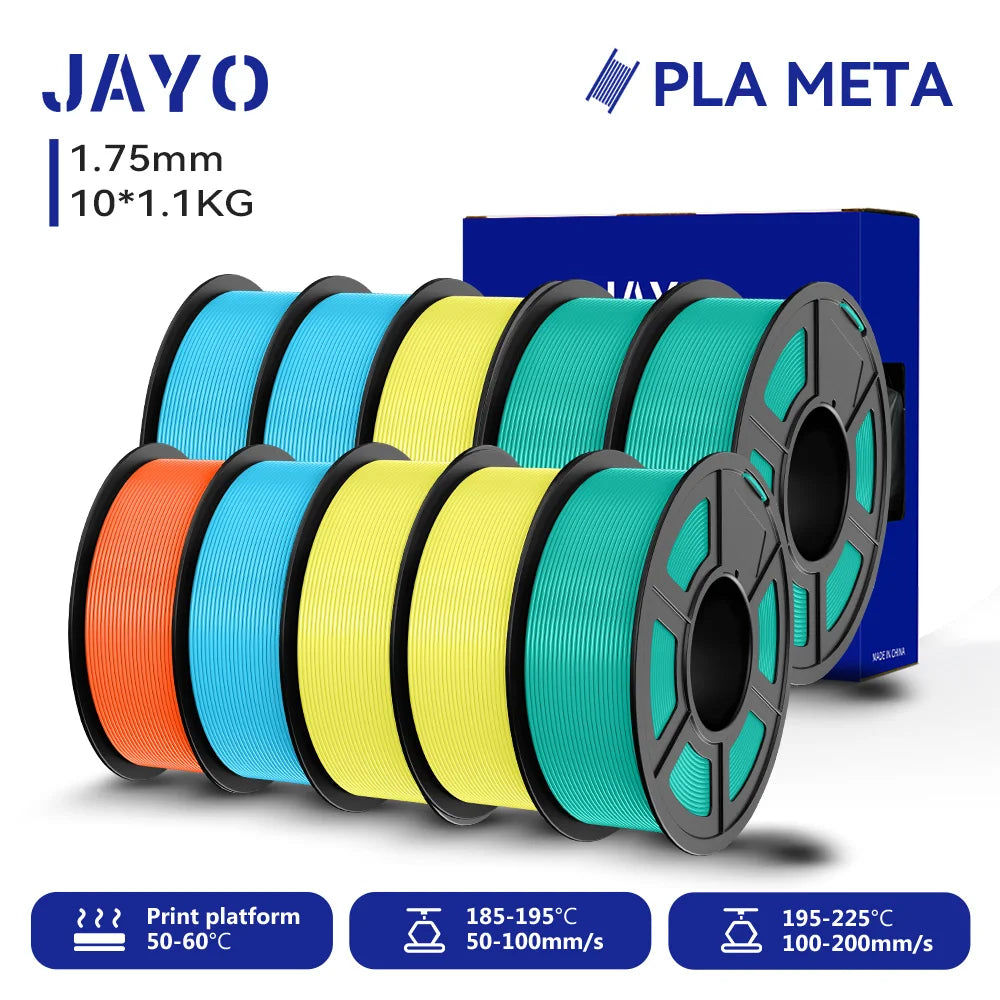 JAYO 10 Rolls 3D PETG/PLA/PLA PLUS/PLA Meta/ PLA Matte Printer Filament 1.75mm 100% No Bubble non-toxic 3D Printing Materials