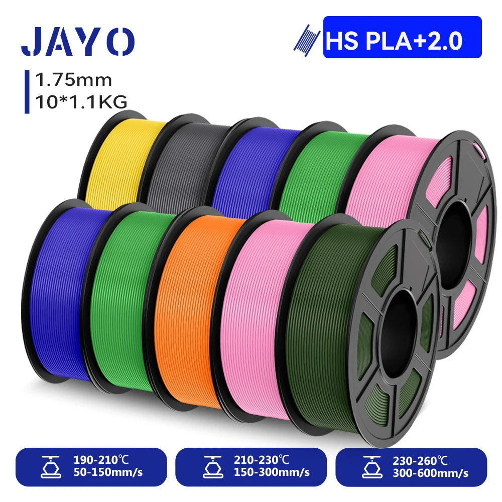 JAYO 10 Rolls 3D PETG/PLA/PLA PLUS/PLA Meta/ PLA Matte Printer Filament 1.75mm 100% No Bubble non-toxic 3D Printing Materials