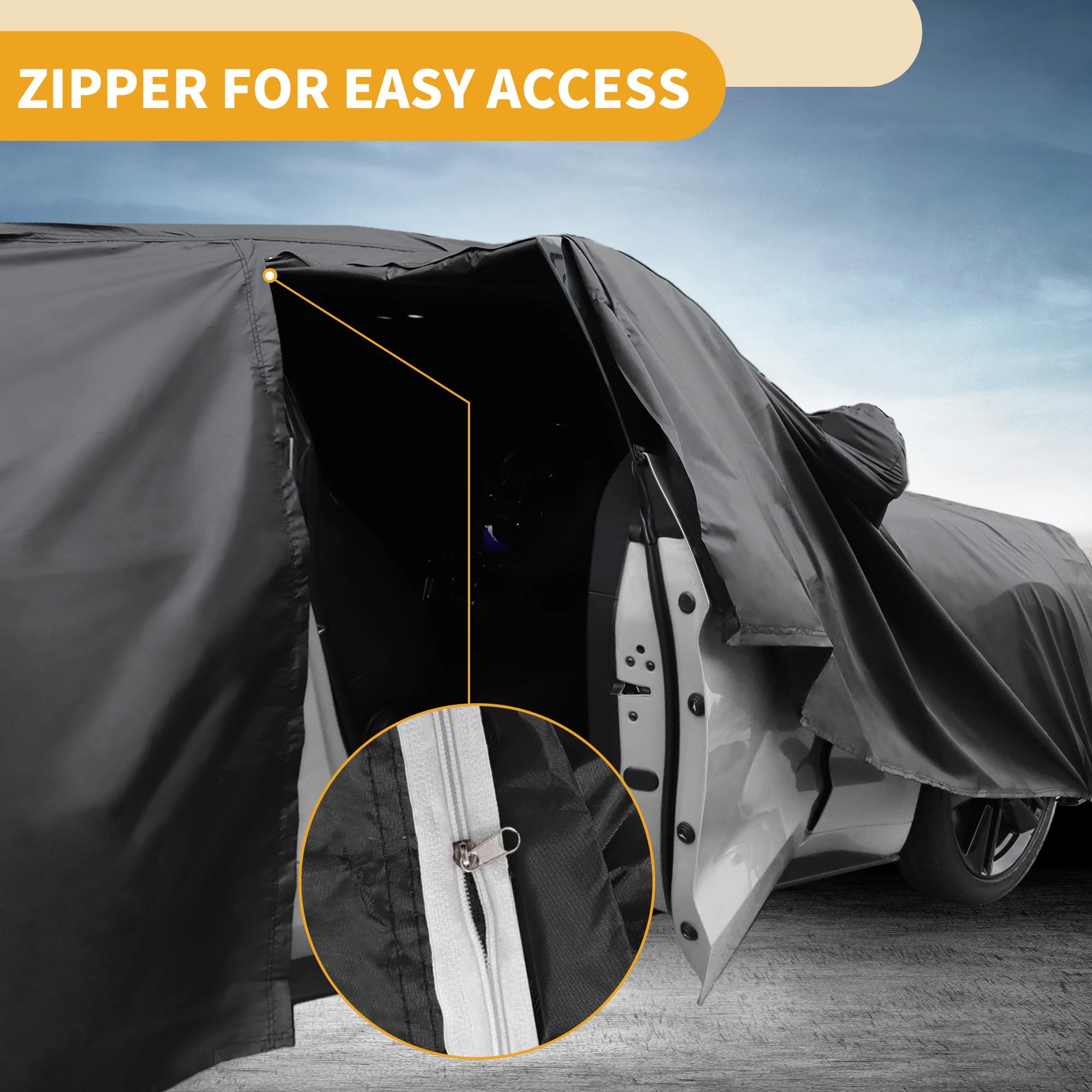 Motoforti Car Cover Waterproof All Weather for Fiat 500 2007-2022 Black 210D-PU