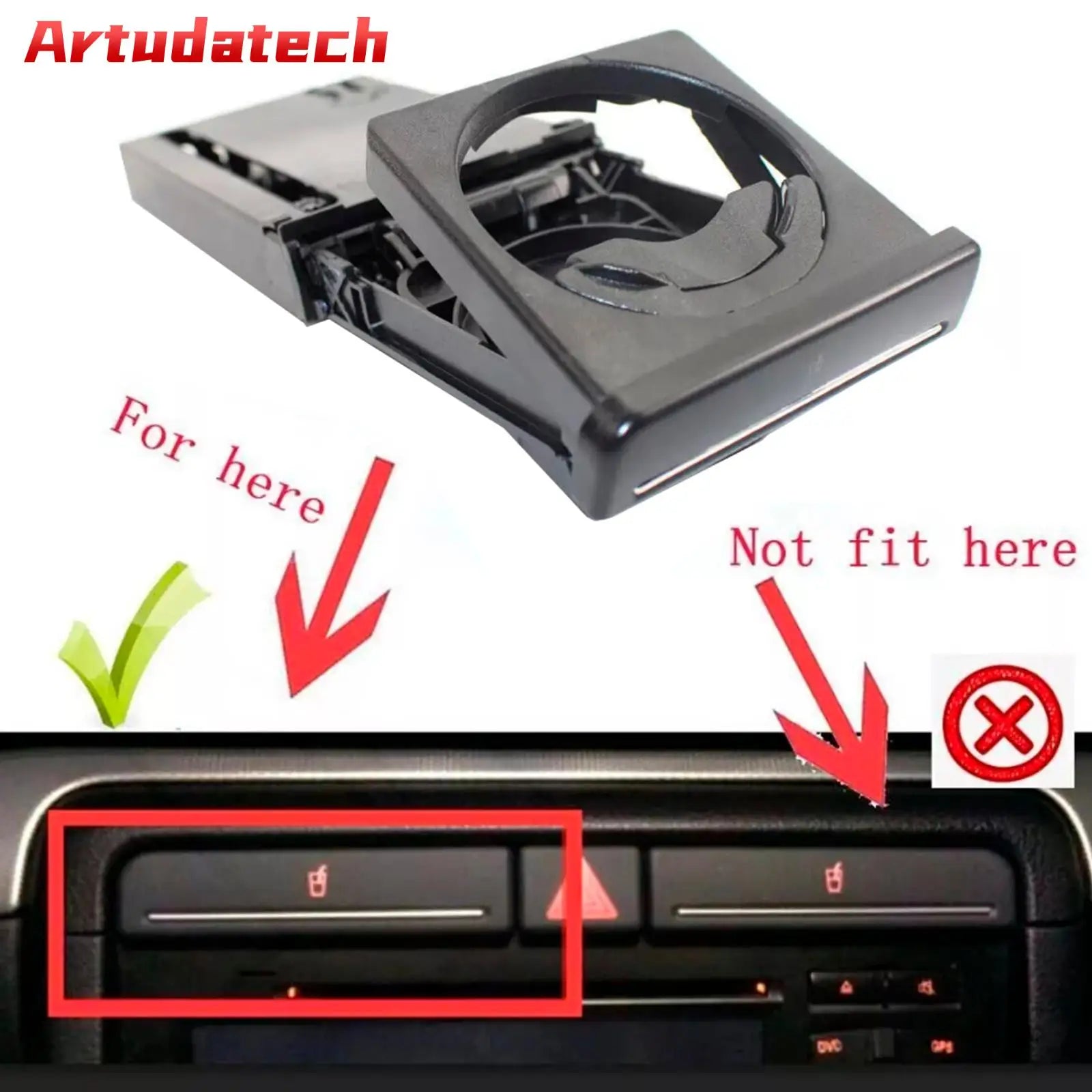 Artudatech Cup Holder Retractable Right Hand Drive 8E2862534L For Audi A4 B6 B7 2002 2003 2004 2005 2006 2007 2008