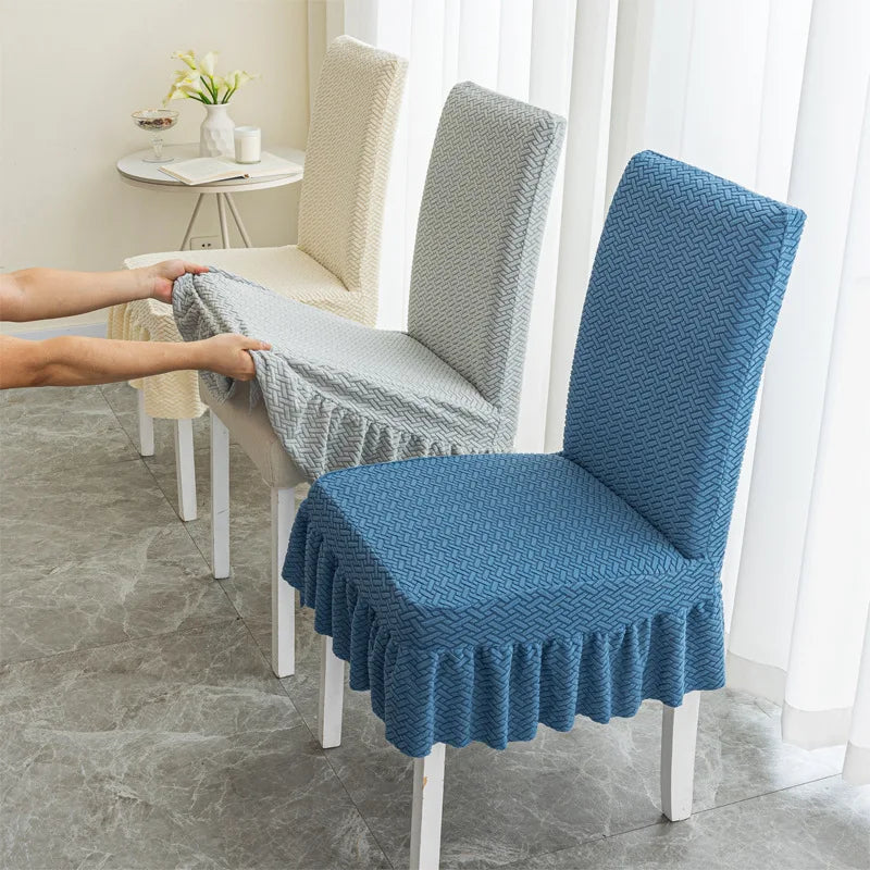 Skirt Dining Chair Cover Jacquard Elastic Soft Seat Cover Anti-dirty Stool Slipcover Suitable for Kit Pet Room Living Home Decor