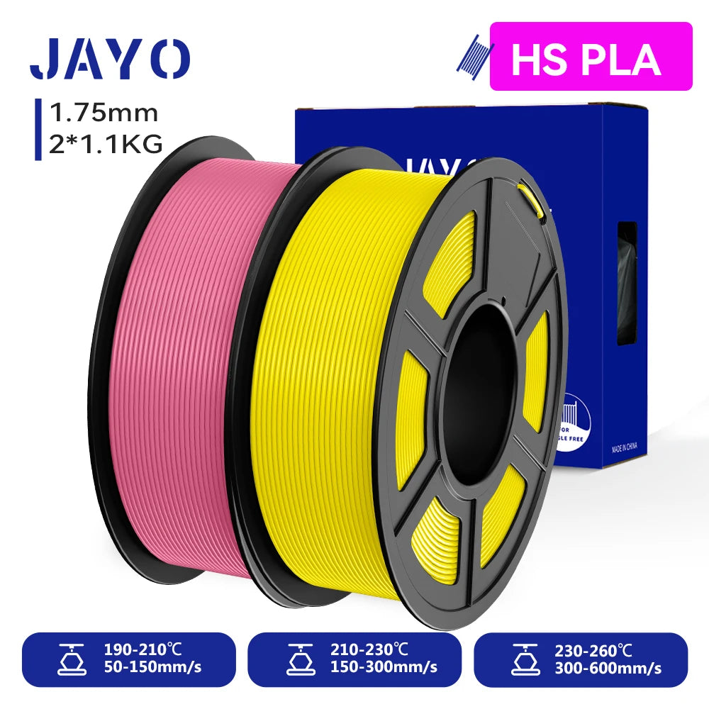JAYO 2 Rolls 3D PLA / AntiString PLA / High Speed PLA Filament PLA Filament 1.75mm Neatly Wound 3D Printing Filament for 3D