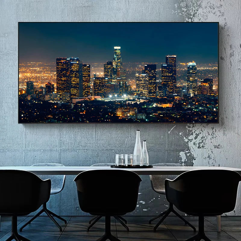 Los Angeles Cityscape New York Manhattan City Skyline Poster Print Canvas Painting Wall Art Architectural Home Decor Mural