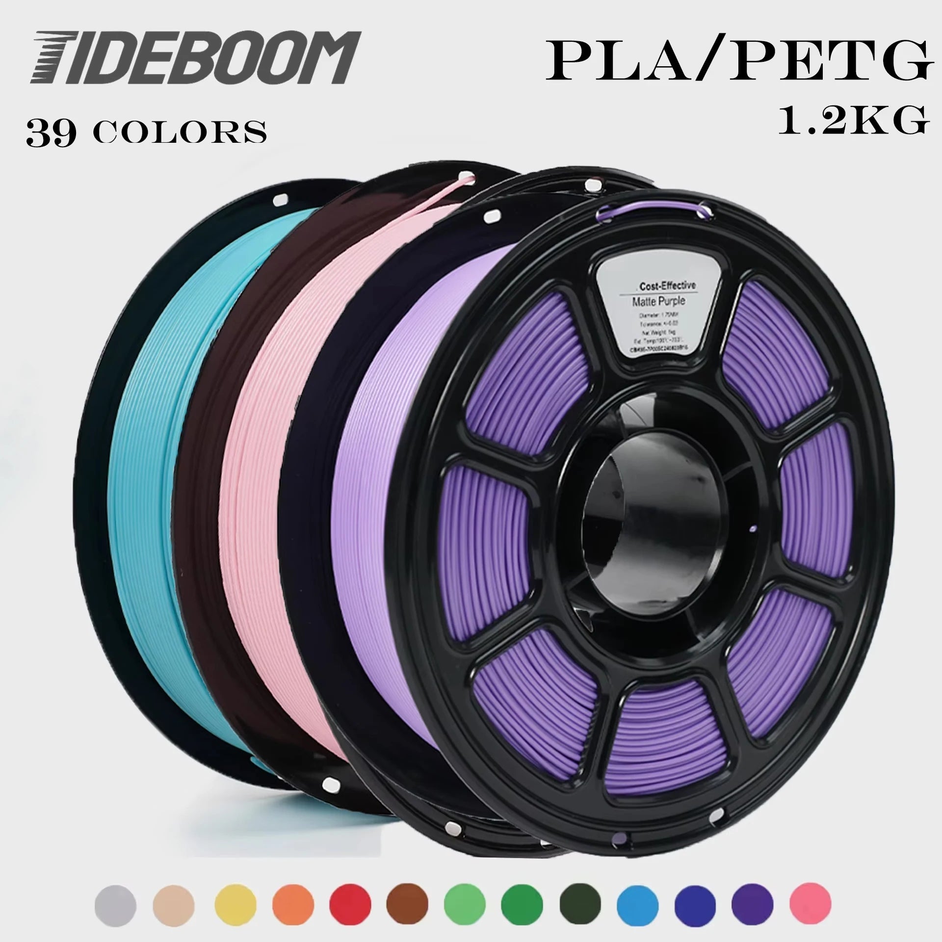 Tideboom 3D PLA/PETG Filament 1.2KG High Speed 3D Printer Filament High Flow Speed Matte Effect 3D Printing Mateial Pla 필라멘트
