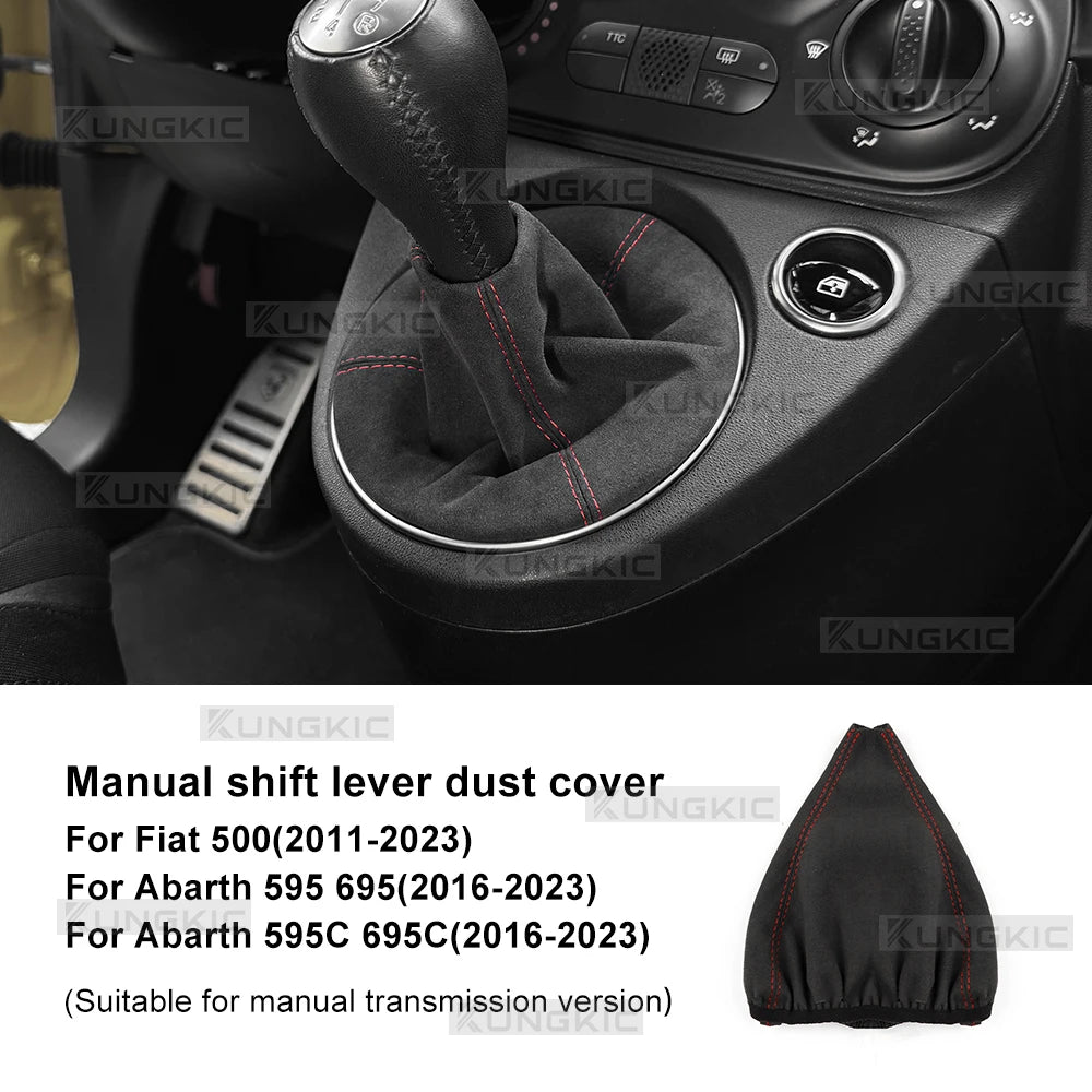 For Abarth 595 695 2016 2017 2018 2019 2020 2021 2022 2023 2024 Fiat 500 2011-2024 Manual Shifter Suede Gear Shift Boot Cover