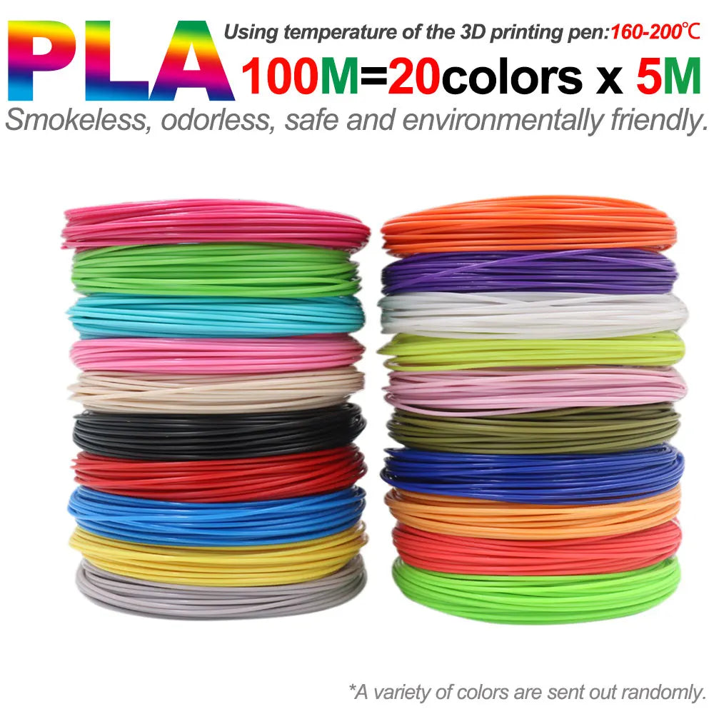 PLA Filament for 3D Pen Printing 10/20/30 Colors Diameter 1.75mm 200M Odorless Safe Plastic Refill for 3D children Printing Pen