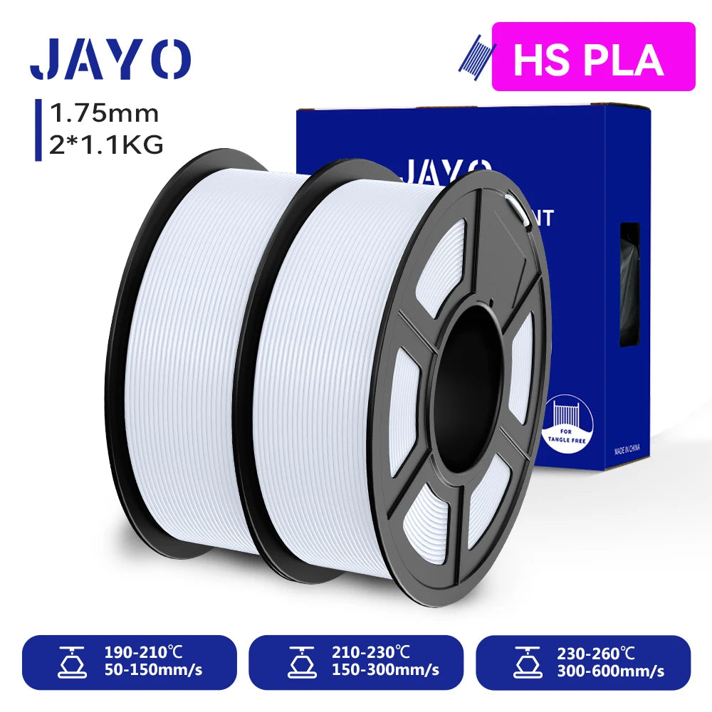 JAYO 2 Rolls 3D PLA / AntiString PLA / High Speed PLA Filament PLA Filament 1.75mm Neatly Wound 3D Printing Filament for 3D