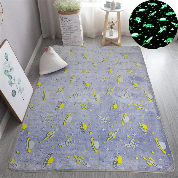 Unique Area Rugs Glow in The Dark Rug Luminous Carpet for Kids Bedroom Modern Indoor Rugs for Children Dorm Home Decor Carpets